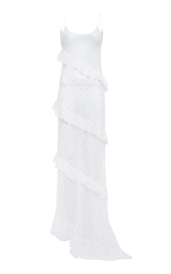 Pearce Slip Maxi Dress in Ivory Multi Speckle Silk Georgette - Image 1