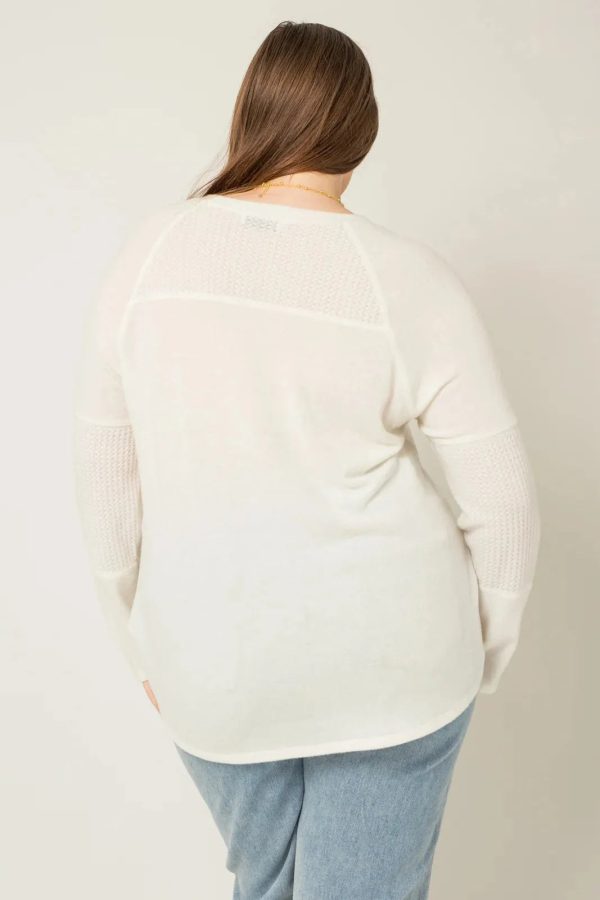 Plus Size Contrast Fabric Long Sleeve Sweater - Image 2