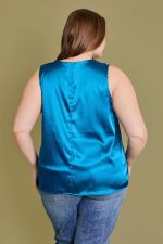 Plus Size Sleeveless V-Neck Satin Top - Image 2