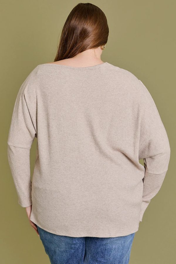 Plus Size Ribbed Off The Shoulder Knit Top - Image 2