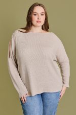 Plus Size Ribbed Off The Shoulder Knit Top