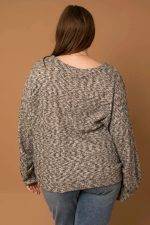 Plus Size Long Ruching Sleeve Marled Sweater - Image 2