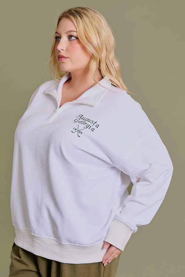 Plus Size "Augusta Georgia Golf Club" Quarter Zip Cotton Pullover Sweatshirt - Image 2