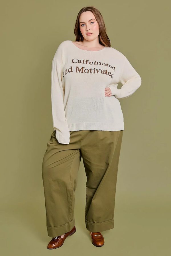 Plus Size "Caffeinated and Motivated" Knit Pullover Sweater - Image 4