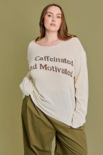 Plus Size "Caffeinated and Motivated" Knit Pullover Sweater
