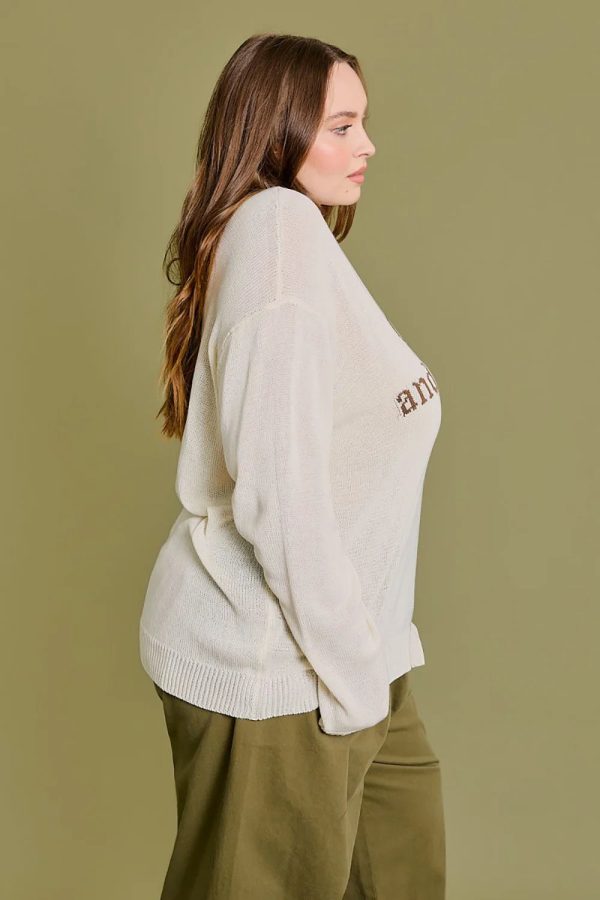 Plus Size "Caffeinated and Motivated" Knit Pullover Sweater - Image 3