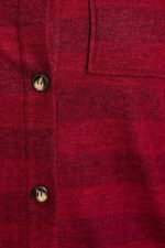 Plus Size Burgundy Flannel Button Front Chest Pocket Oversized Shacket - Image 6