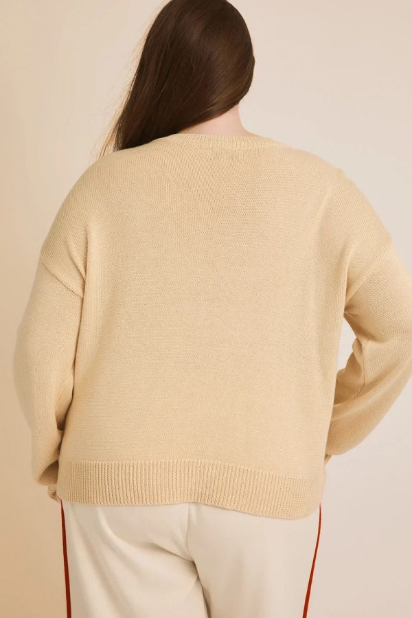 Plus Size Cream "Feeling Crabulous" Red Crab Knit Long Sleeve Sweater - Image 2