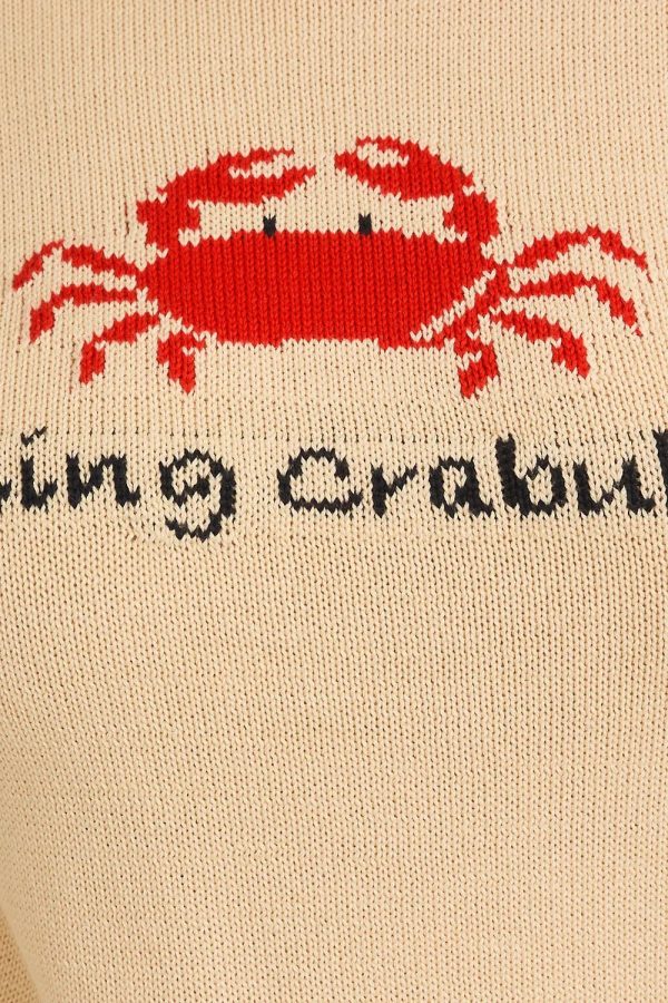 Plus Size Cream "Feeling Crabulous" Red Crab Knit Long Sleeve Sweater - Image 5