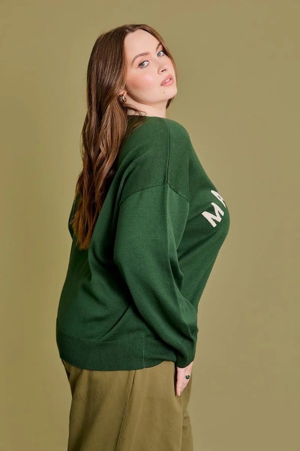 Plus Size "Malibu Golf Club" Graphic Knit Long Sleeve Crew Neck Relaxed Fit Sweater - Image 3