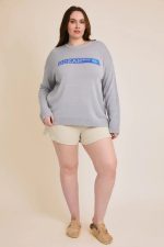 Plus Size "OCEAN BLVD" Graphic Knit Long Sleeve Crew Neck Boutique Sweater - Image 4