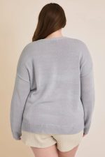 Plus Size "OCEAN BLVD" Graphic Knit Long Sleeve Crew Neck Boutique Sweater - Image 2