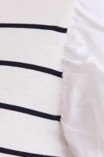 Plus Size Ruffle Sleeve Classic Black White Striped Flutter Knit Top - Image 8