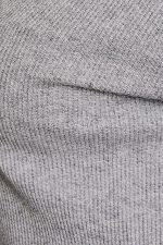 Plus Size Gray Ribbed Short Sleeve Crew Neck Relaxed Fit Knit Top - Image 5