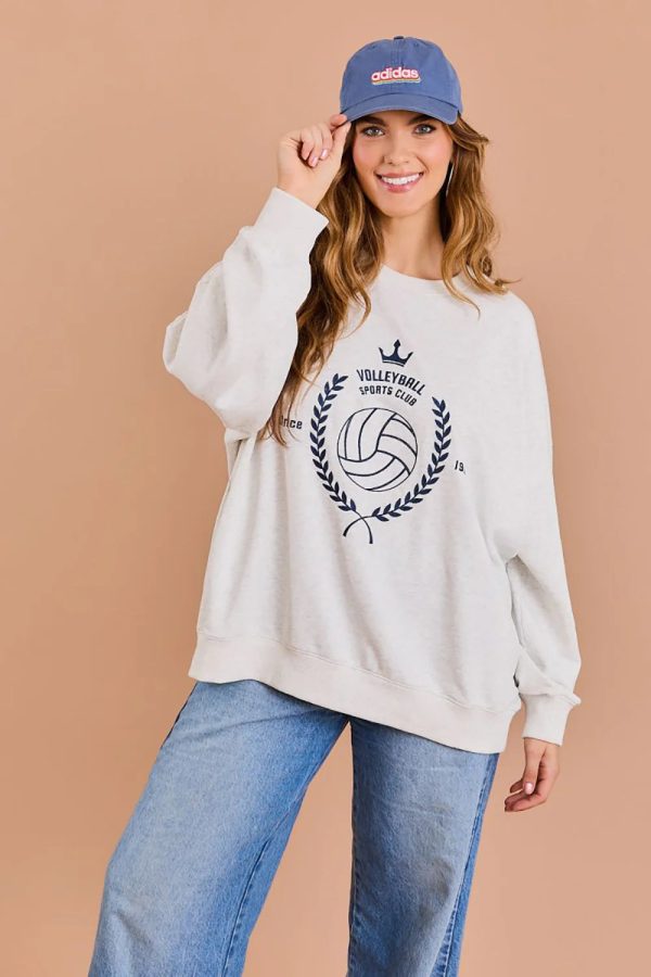 Plus Size "Volleyball Sports Club" Vintage Athletic Graphic Pullover Sweatshirt - Image 1