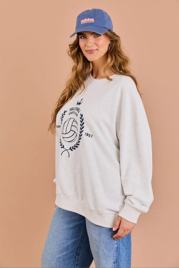 Plus Size "Volleyball Sports Club" Vintage Athletic Graphic Pullover Sweatshirt - Image 3