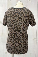 Plus Size Cheetah Print Button Front Relaxed Fit Short Sleeve Casual Top - Image 2