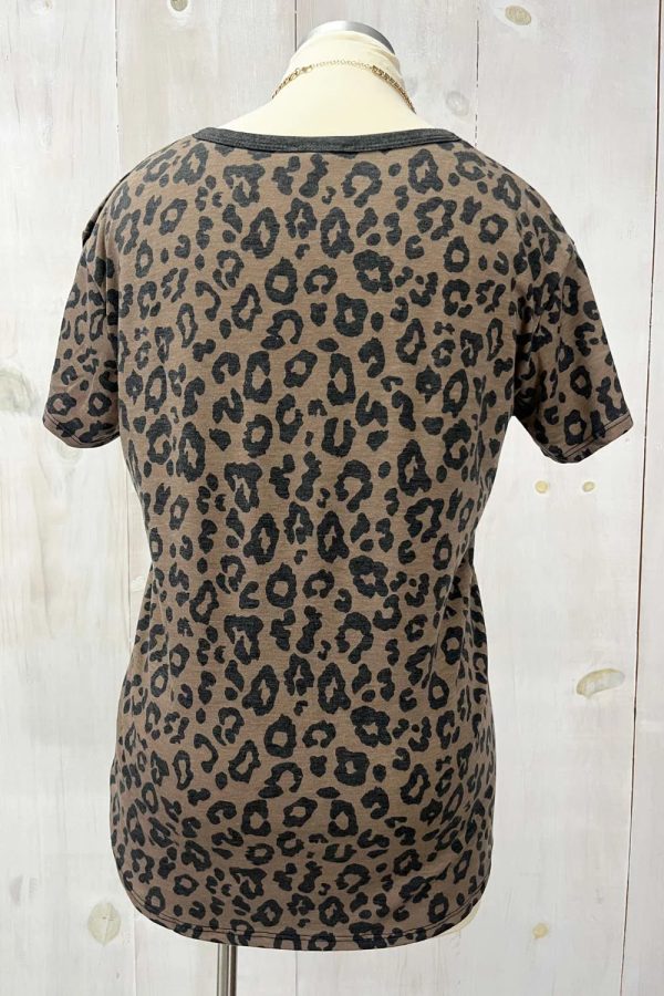 Plus Size Cheetah Print Button Front Relaxed Fit Short Sleeve Casual Top - Image 2