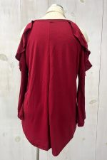 Plus Size Cold Shoulder Ruffle Sleeve Tunic Casual Boutique Blouse - Image 6