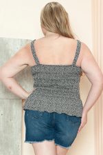 Junior Plus Size Ditsy Print Smocked Square Neck Peplum Cami Top - Image 6