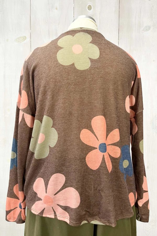 Plus Size Retro Floral Print Long Sleeve Twisted Hem Relaxed Fit Boutique Top - Image 6