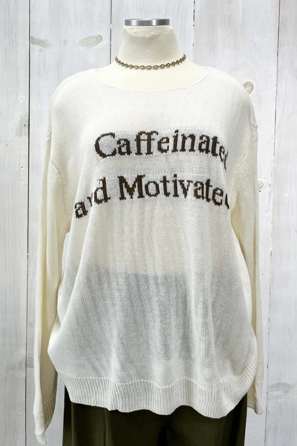 Plus Size "Caffeinated and Motivated" Knit Pullover Sweater - Image 5