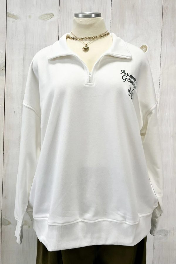 Plus Size "Augusta Georgia Golf Club" Quarter Zip Cotton Pullover Sweatshirt - Image 4