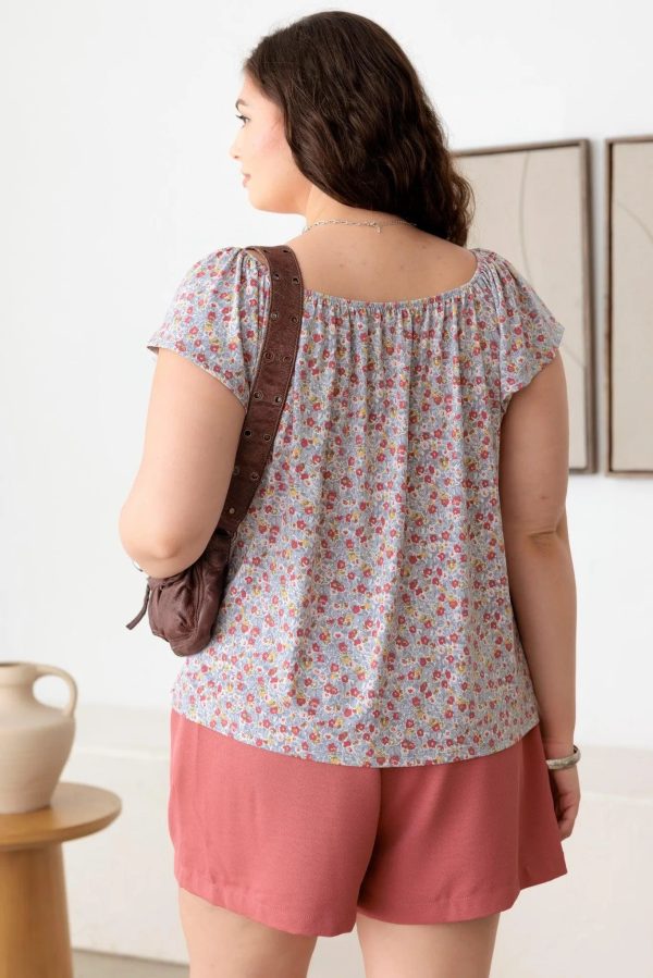 Plus Size Floral Short Sleeve Top - Image 2