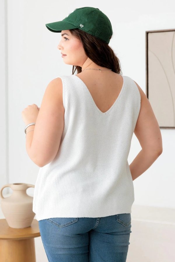 Plus Size Sleeveless V-Neck Knit Sweater Top - Image 2