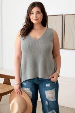 Plus Size Sleeveless V-Neck Knit Sweater Top - Image 13