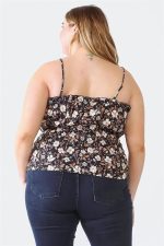 Plus Size Blush Floral Print Ruffle Trim Smocked Bodice Cami Top - Image 8