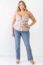 Junior Lavender Plus Size Floral Woven Ruffle Back Zipper Tank Top - Image 4