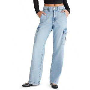 Cargo Pocket Wide Leg Jeans | High-Waisted Straight Denim Pants | Casual Loose-Fit Utility Jeans | Streetwear Vintage Style