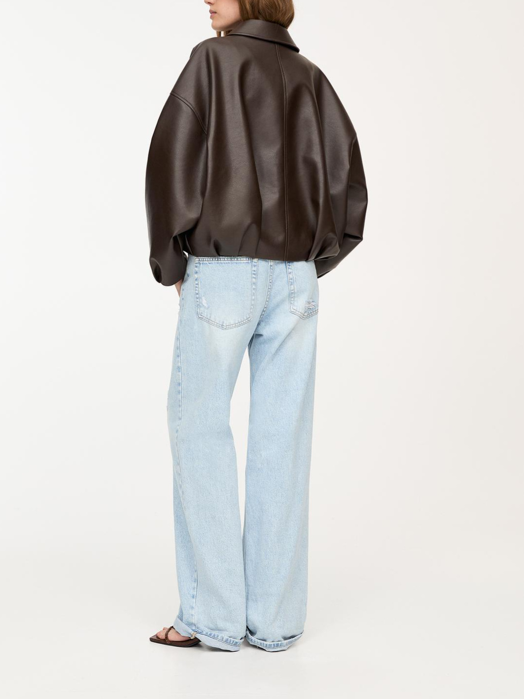 Women’s Loose Leather Short Jacket | Belted Waist Design | Structured Zip-Up Outerwear - Image 4