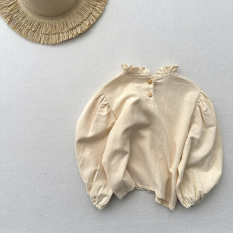 Vintage Lace Ruffle Collar Baby Blouse|Soft Cotton Long-Sleeve Top|French-Style Toddler Shirt for Spring & Autumn|Comfortable & Skin-Friendly Princess Top - Image 5