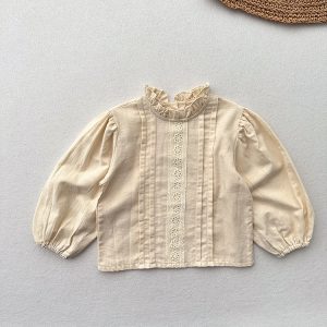 Vintage Lace Ruffle Collar Baby Blouse｜Soft Cotton Long-Sleeve Top｜French-Style Toddler Shirt for Spring & Autumn｜Comfortable & Skin-Friendly Princess Top