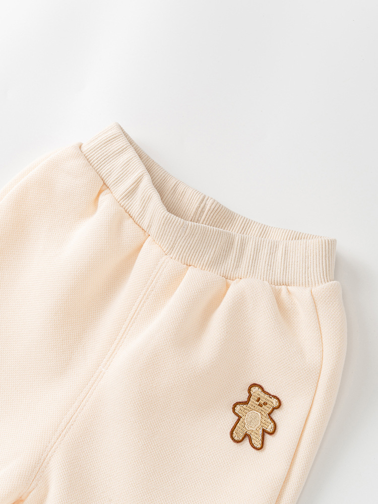 Warm Fleece Winter Baby Sailor Collar Outfit | 2-Piece Teddy Bear Top and Elastic Cuffed Pants Set - Image 3