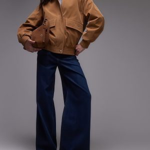 Women’s Short Cargo-Style Jacket | Elastic Hem Design | Casual Loose-Fit Stand Collar Outerwear