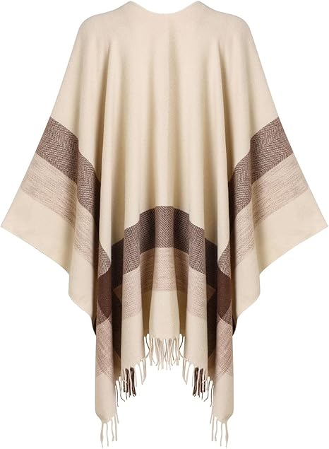 Soft Warm Plaid Shawl Blanket with Tassels | Cozy Winter Cape Wrap | Oversized Fashion Poncho Cardigan - Image 3