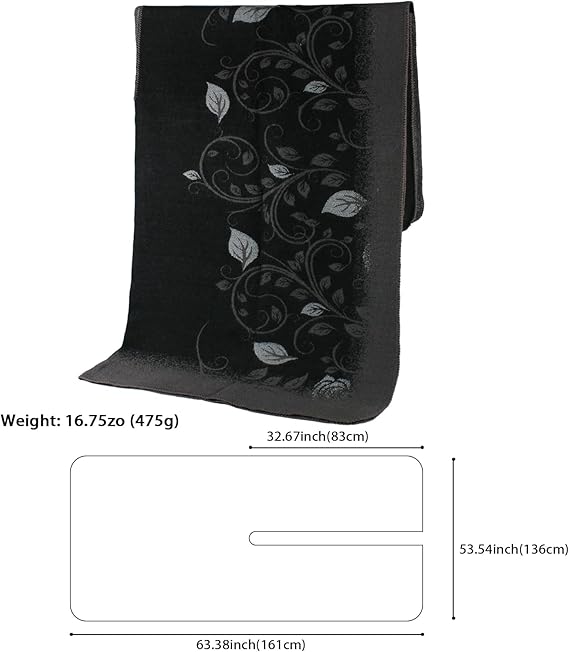 Winter Thickened Reversible Jacquard Shawl Cape | Oversized Warm Poncho Wrap | Floral Pattern Open-Front Blanket Shawl - Image 2