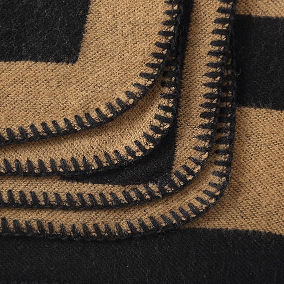 Geometric Color-Block Knit Shawl Blanket | Thick Winter Poncho Wrap | Women’s Warm Oversized Cape - Image 2