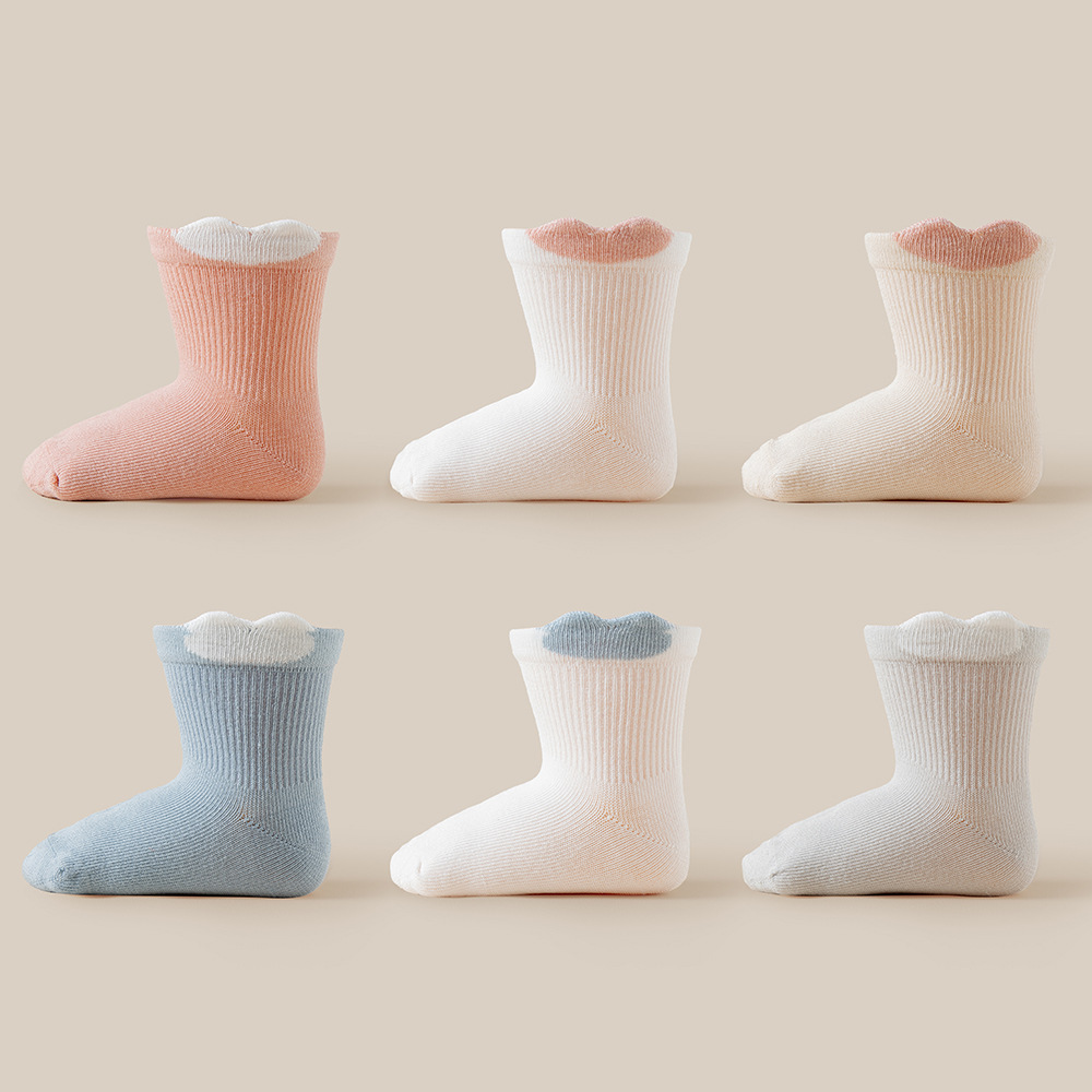 6 Pairs Kids Cotton Ruffle Socks – Soft Breathable Mid-Calf Baby Socks - Image 7