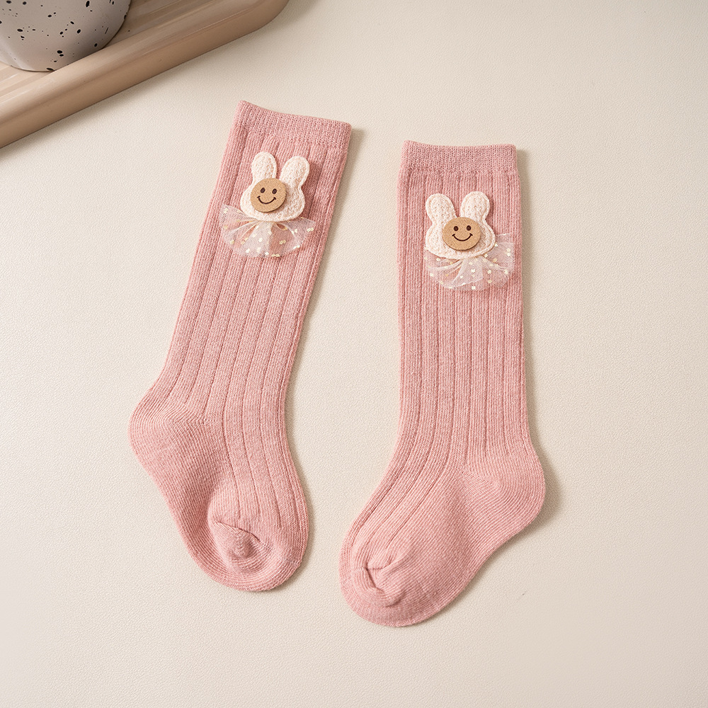 4 Pairs Kids Cotton Bunny Socks – Soft Warm Mid-Calf Toddler Socks with Cute 3D Rabbit Design (S/M/L Sizes) - Image 3