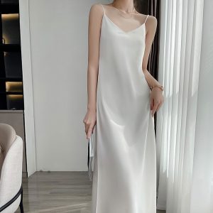 Luxury Satin Slip Dress｜Elegant Silky Long Dress｜Slim Fit Party/Evening Dress