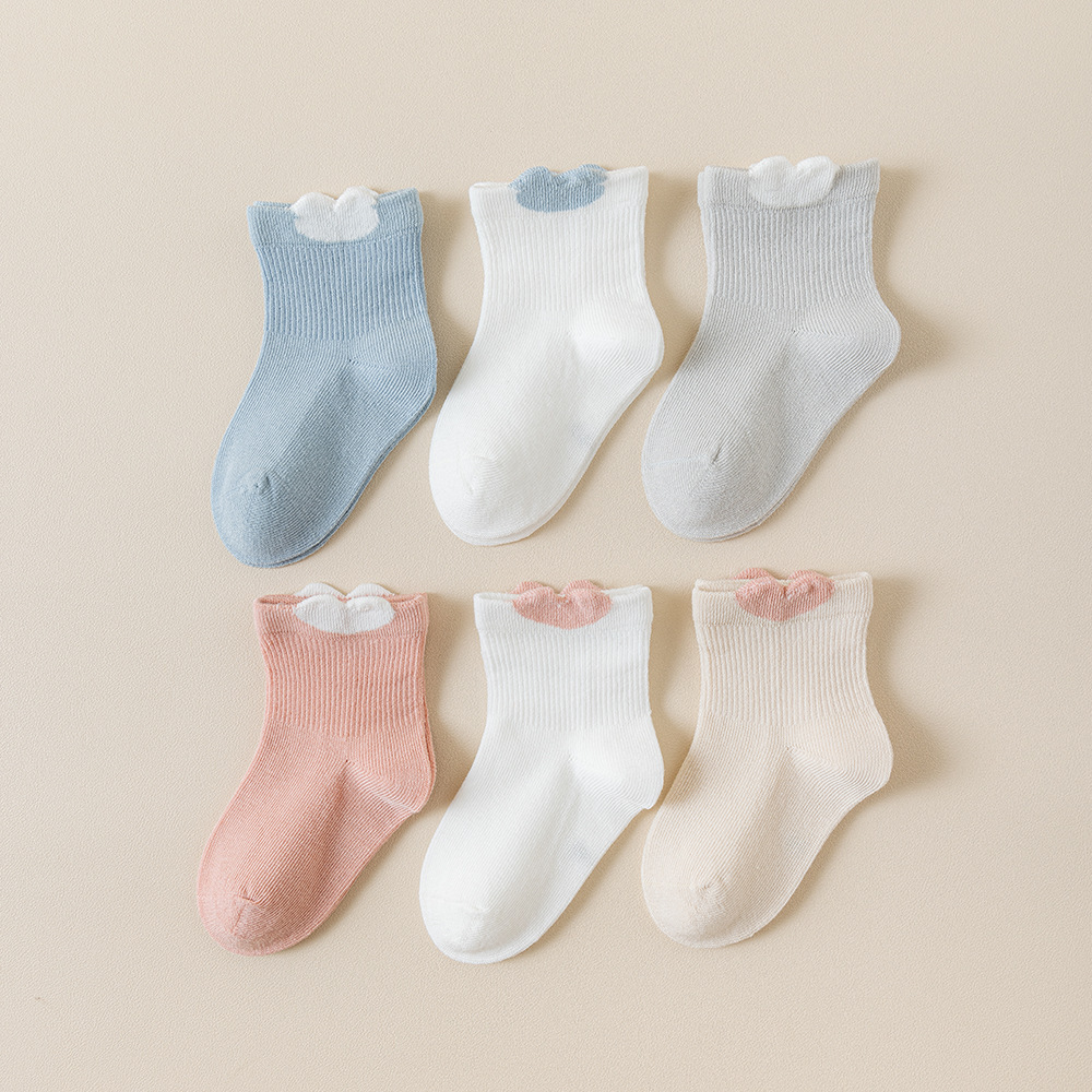 6 Pairs Kids Cotton Ruffle Socks – Soft Breathable Mid-Calf Baby Socks - Image 6