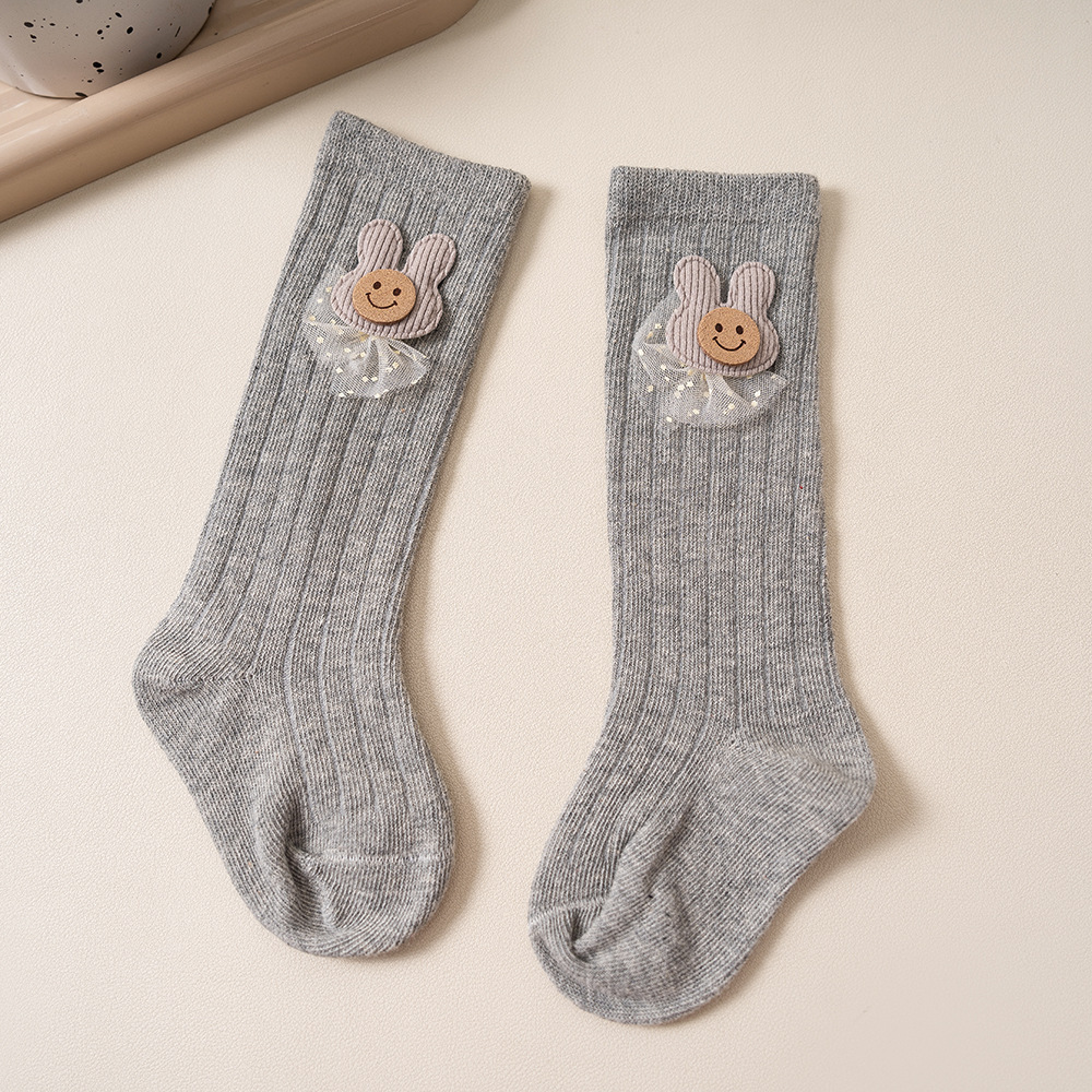 4 Pairs Kids Cotton Bunny Socks – Soft Warm Mid-Calf Toddler Socks with Cute 3D Rabbit Design (S/M/L Sizes) - Image 2