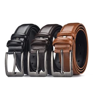 Men’s Classic Leather Belt with Pin Buckle | Business & Casual Waist Belt | Durable PU Leather | Multiple Colors