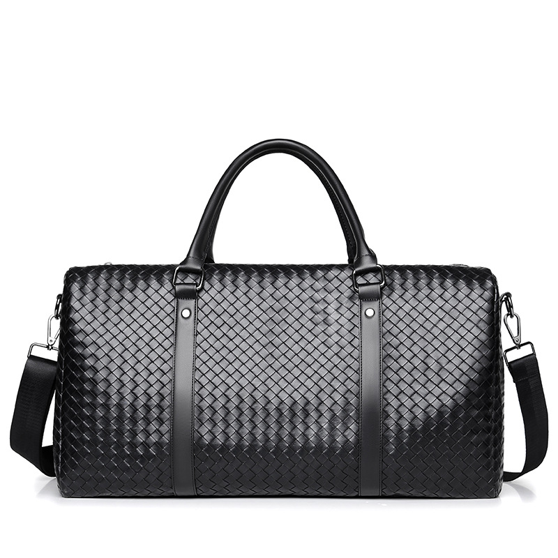 Luxury Woven Leather Travel Duffel Bag | Large Capacity Handbag & Shoulder Bag for Weekend Trips
