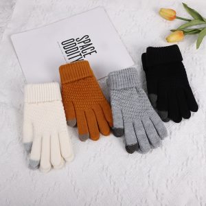 Unisex Touchscreen Knit Gloves – Warm Full Finger Winter Gloves