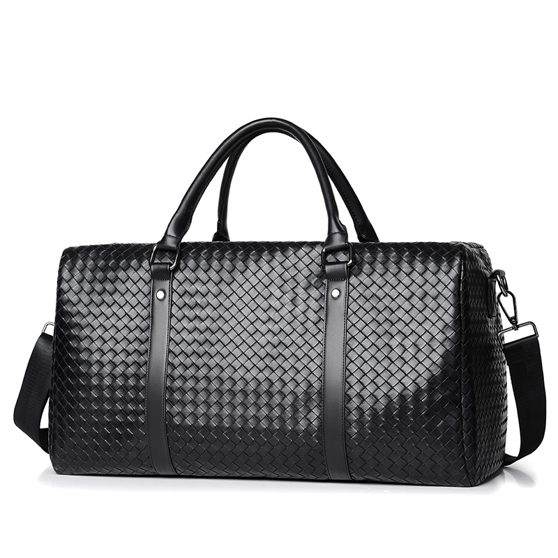 Luxury Woven Leather Travel Duffel Bag | Large Capacity Handbag & Shoulder Bag for Weekend Trips - Image 2